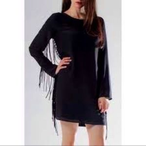 Black Fringe Lavender Brown Dress
